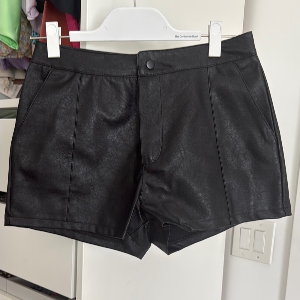 Black Leather Women's Shorts